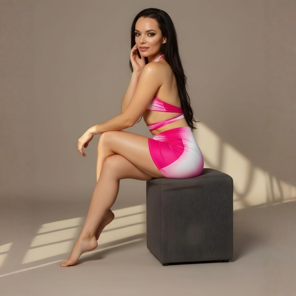 Jireh Clothing Ombre Halter Top Mini Skirt Set Pink White Tie Dye M Nwt